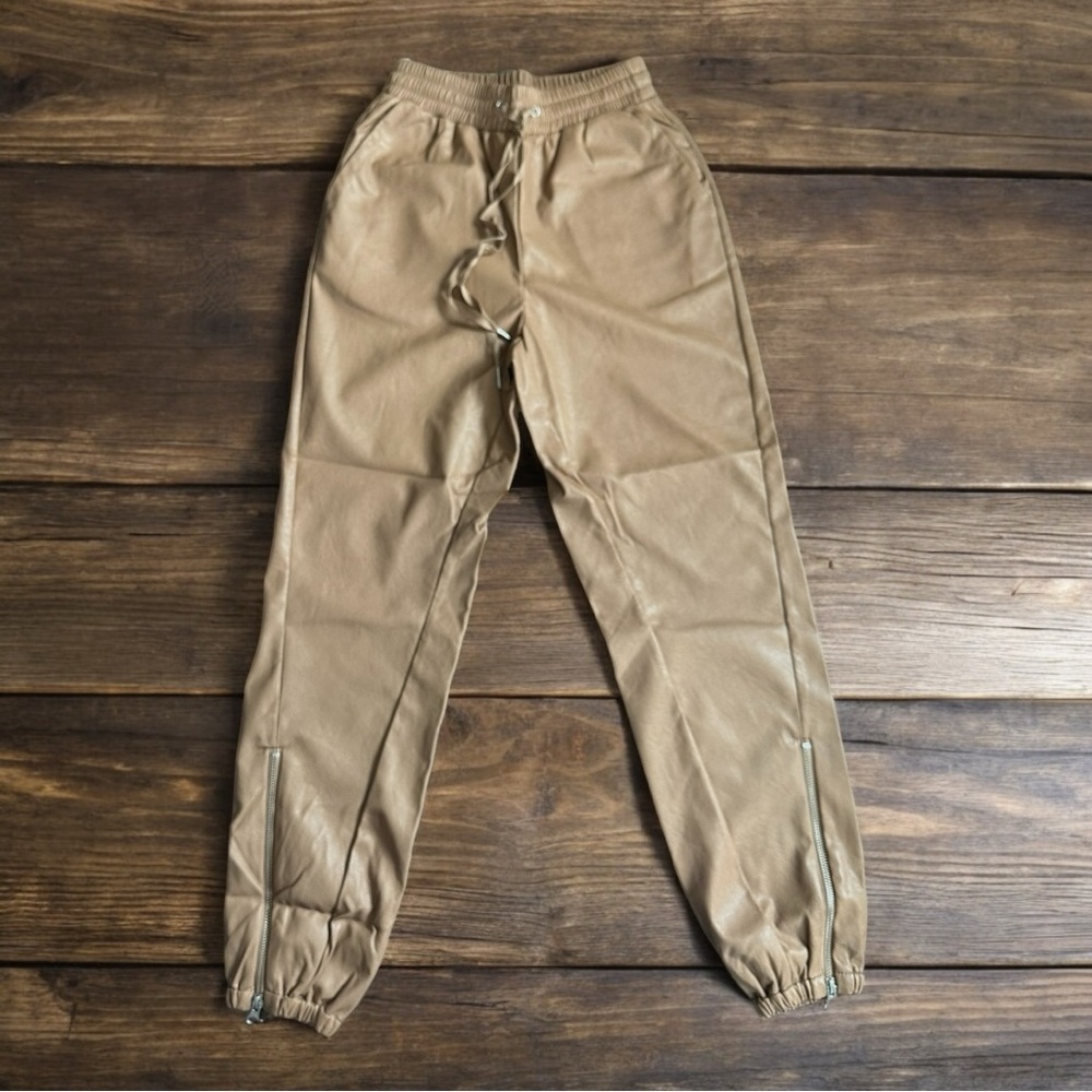 N:Philanthropy Marten Jogger Brown Vegan Leather Pants